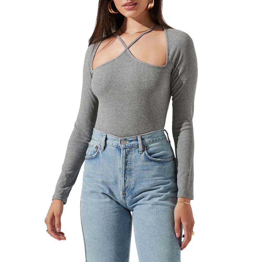 ASTR The Label Vanowen Rib Cutout Bodysuit Size small